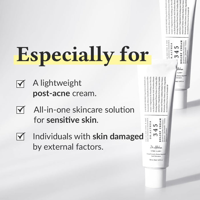 Dr. Althea 345 Relief Cream, Feuchtigkeits-Gel-Creme mit Niacinamid und Panthenol für empfindliche Haut, 50 ml
